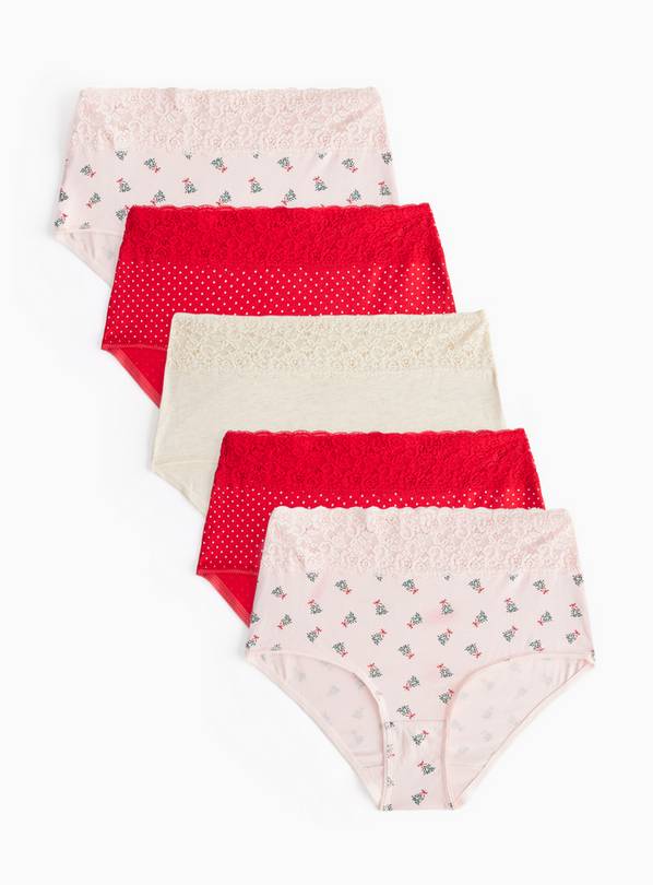 Christmas Mistletoe Printed Full Knickers 5 Pack 18